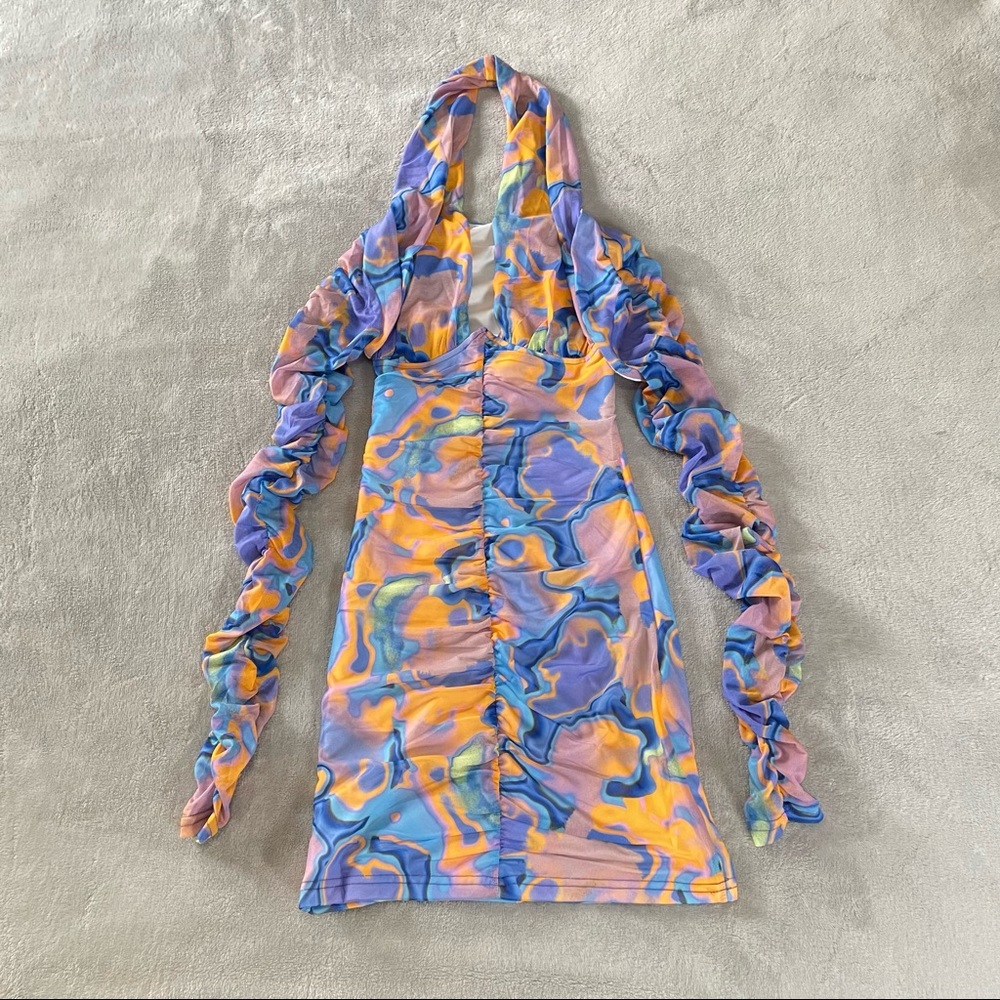 Tiger mist orange blue dress